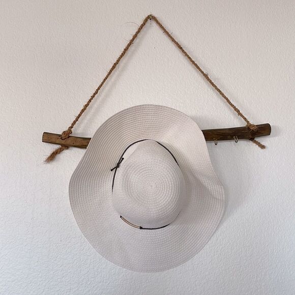 White floppy beach hat w scarf - Picture 2 of 2